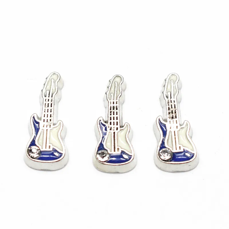 Хит продаж 10 шт./лот Хрустальная Серебряная гитара Плавающие Подвески живые