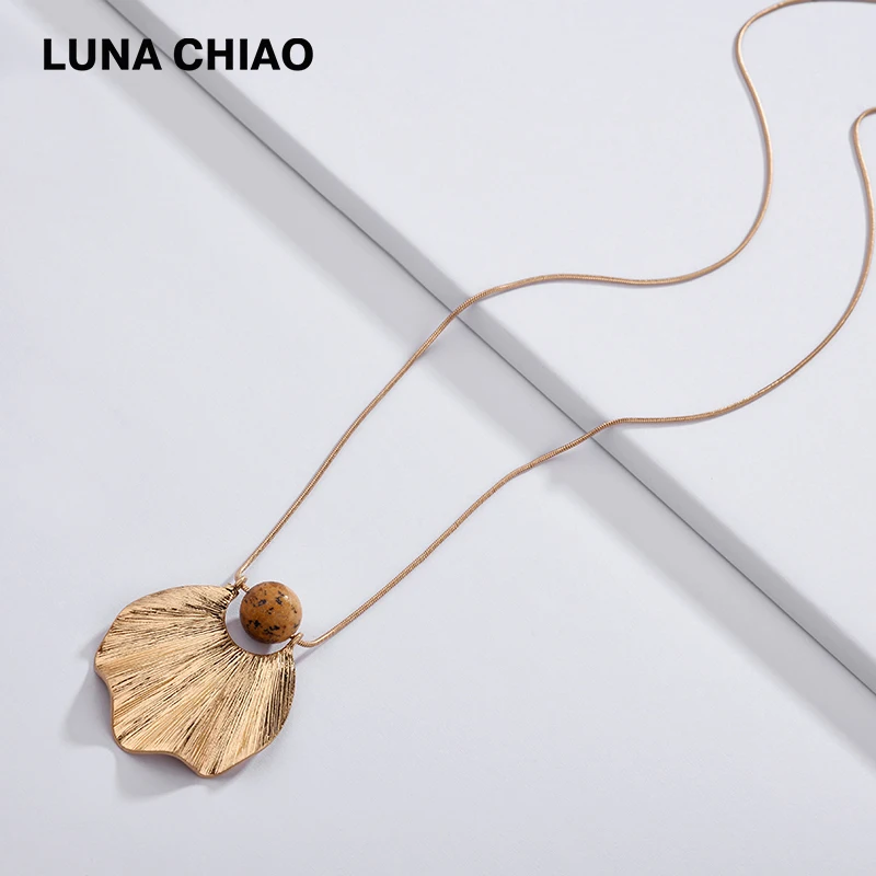 LUNA CHIAO модные Изношенные позолоченные металлические кулоны в форме веера