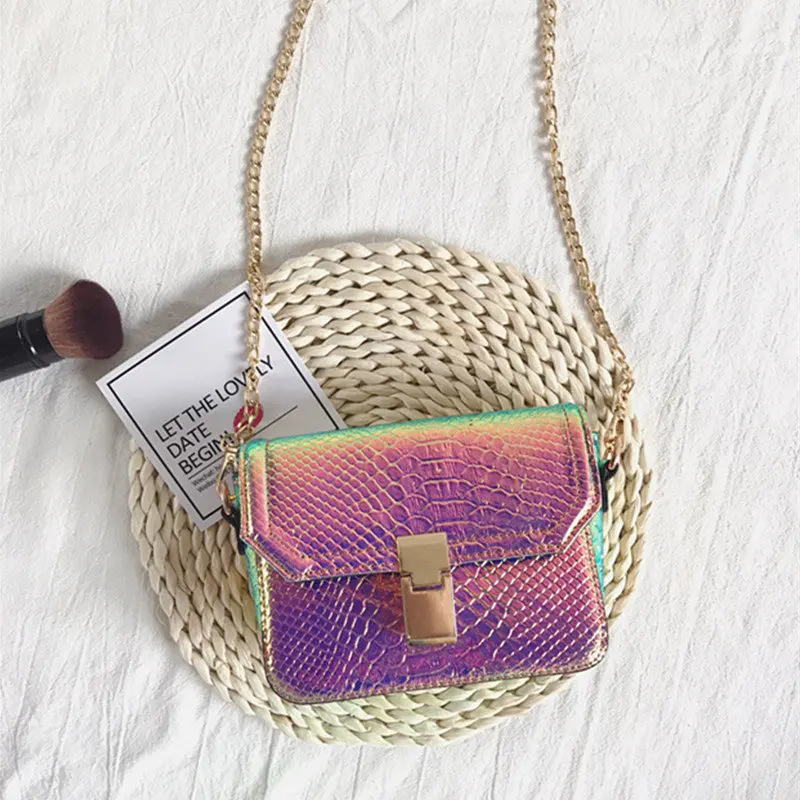 2017 Женской Моды Сумка Лазерного Голографического Змеиный Pattern Женщины Crossbody