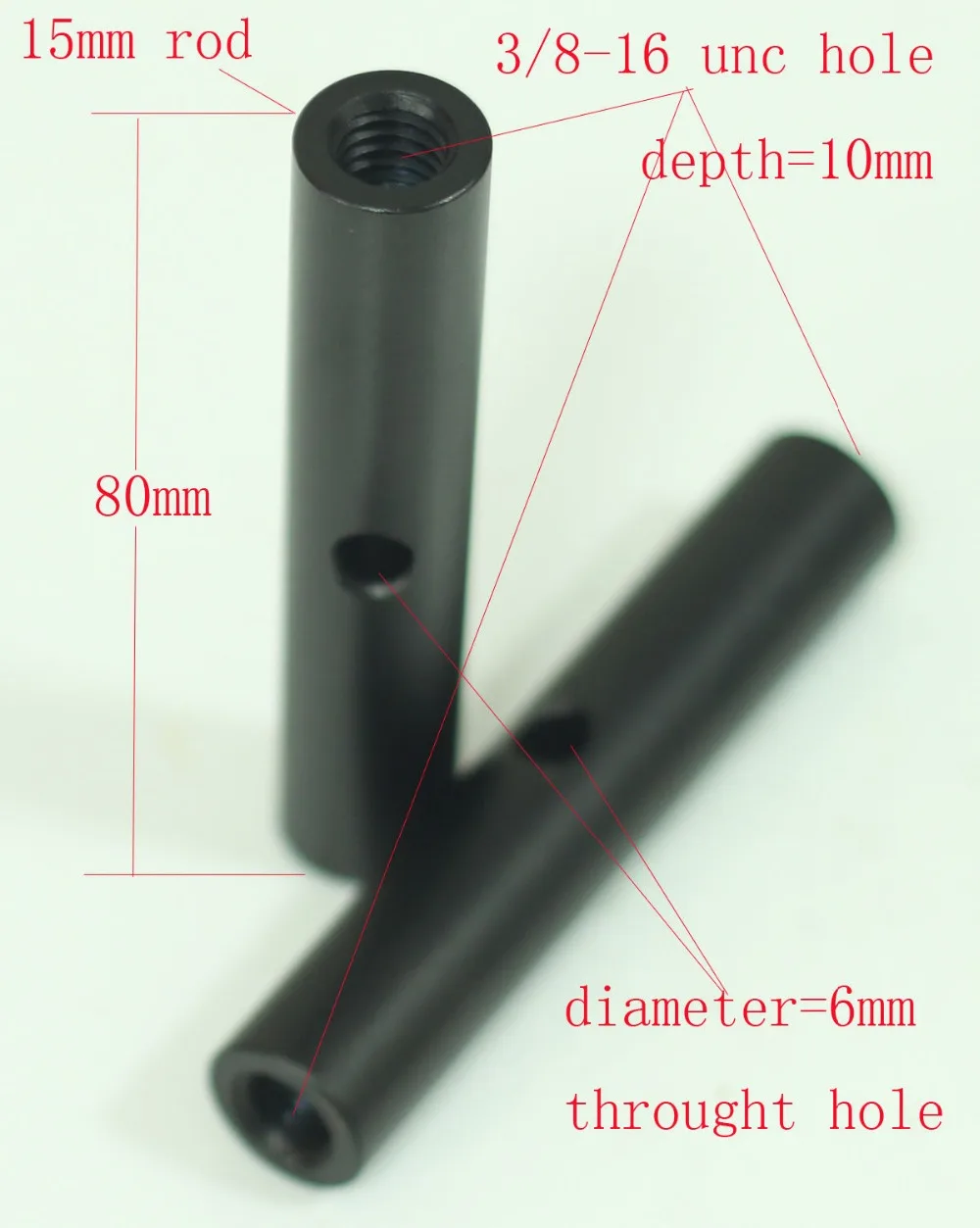 

2xDiameter 15mm 3.15" length micro rod with 3/8-16" double female for clamp mount tripod camera
