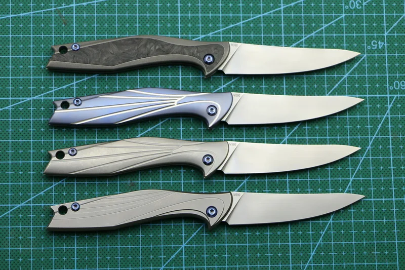 Зеленый шип мини Феникс складной нож 2,5" M390 стальное лезвие, ручка из титанового сплава и углеродного волокна, Карманный ключ для ножей