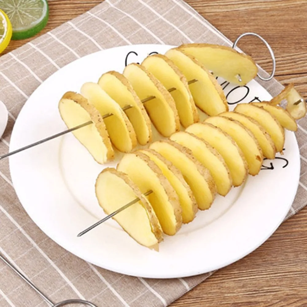 Торнадо картофеля slicer спиральная нарезка нож струнная ручная дробилка
