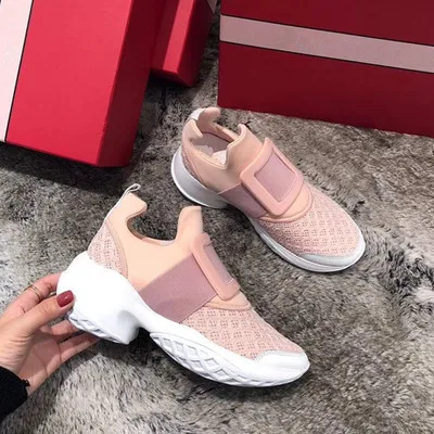 light pink Prova Perfetto/Новинка; кроссовки из сетчатого материала с кристаллами; кроссовки на толстой подошве; женская повседневная обувь на толстой платформе; стразы; tenis feminino - Цвет: light pink