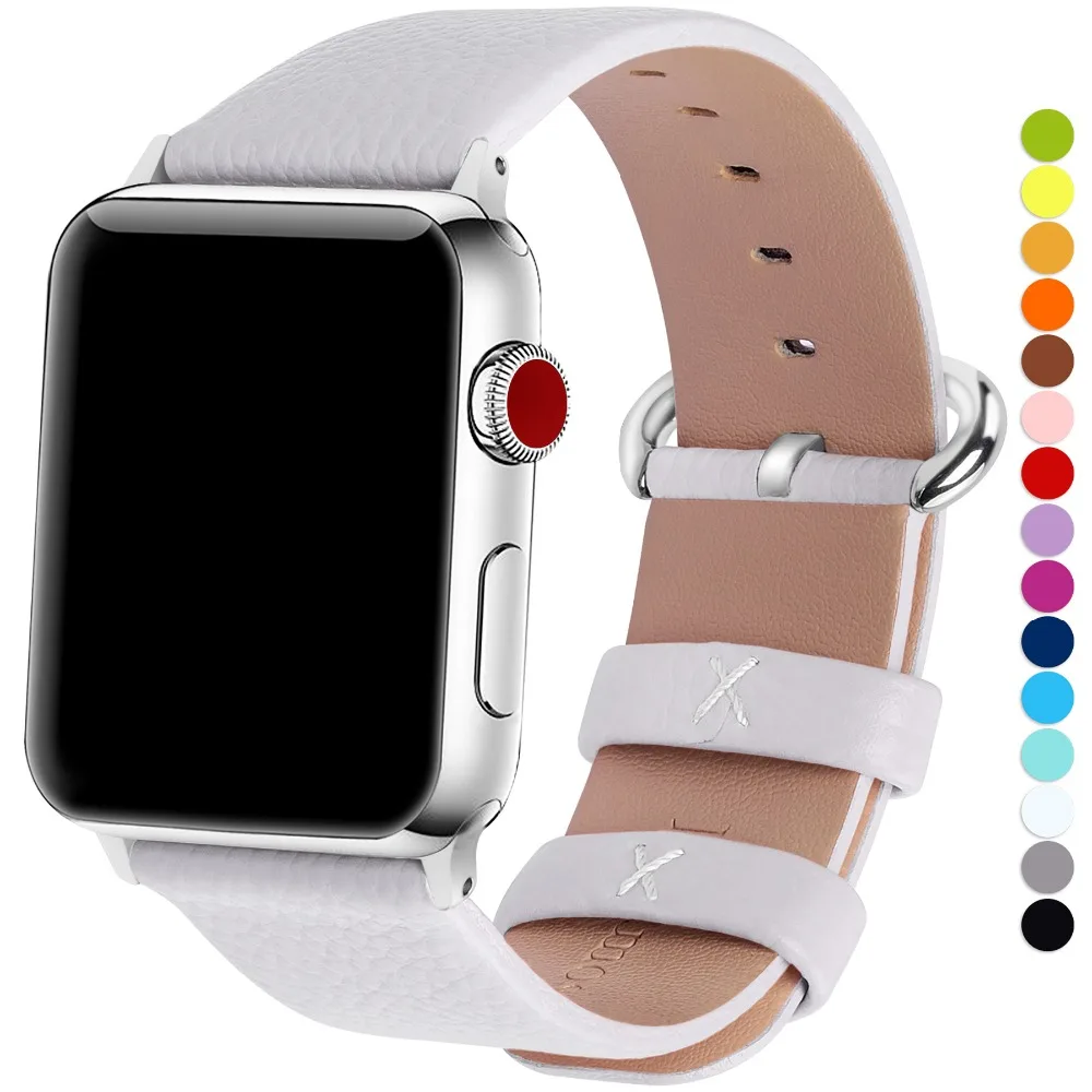 Ремешок для Apple Watch 4/5 ремешок 38 мм 42 мм, 15 цветов кожаный ремешок для Apple Watch с пряжкой iWatch серии 5, 4, 3, 2 и 1 ремешок для часов