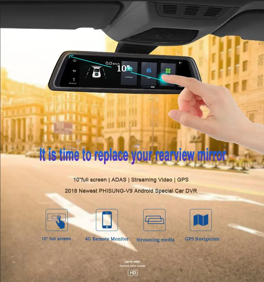 QUIDUX 10 дюймов 4G Android Автомобильное зеркало заднего вида DVR gps ADAS wifi камера заднего вида рекордер видеорегистратор с смарт-часы/ремешок бесплатно