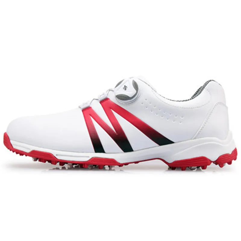 White red black PGM tide shoes Обувь Для Гольфа Мужская водонепроницаемая обувь двойные патенты вращающиеся шнурки противоскользящие подошвы двойной патент XZ101 - Цвет: White red black