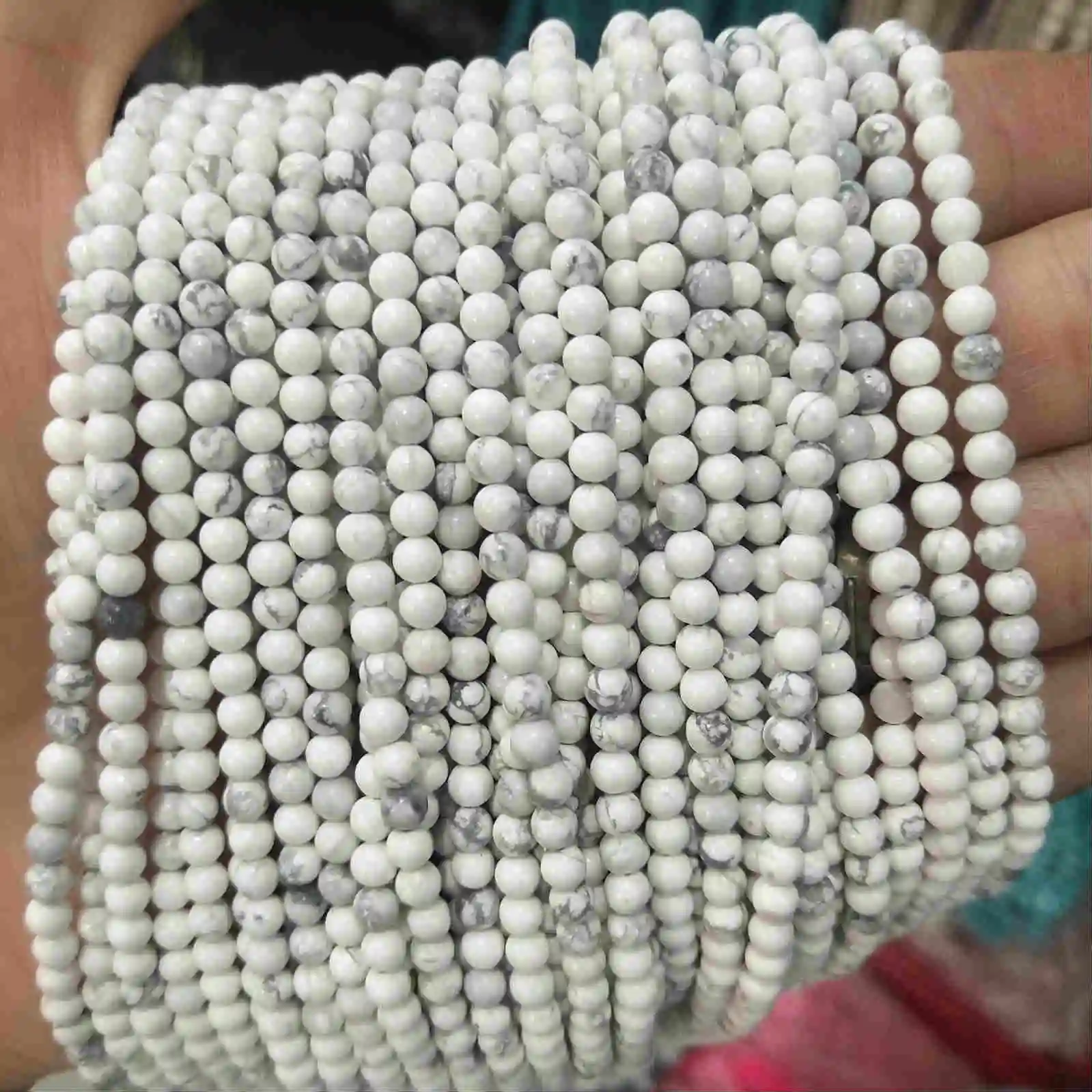 White turquoise 2 мм 3 мм круглые бусины из натурального камня розовый кварц аметисты лазурит Агаты бусины для изготовления ювелирных изделий Для Бисероплетения DIY браслет - Color: White turquoise