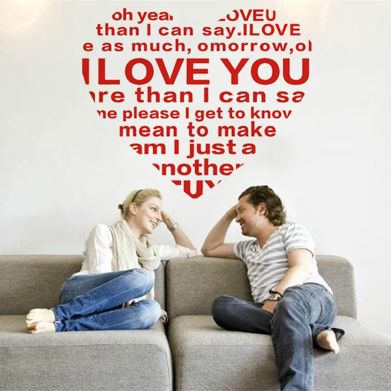 Я люблю тебя большое сердце стены Цитата Наклейки Съемный художественный стикер