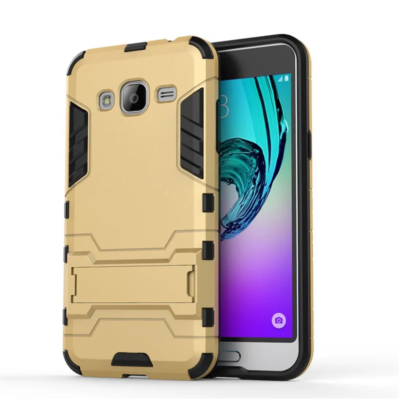 gold Роскошный бронированный чехол SemgCeKen для samsung galaxy j1 j3 j5 j7 j510 j710 пластиковый Гибридный противоударный чехол для задней панели телефона - Цвет: gold