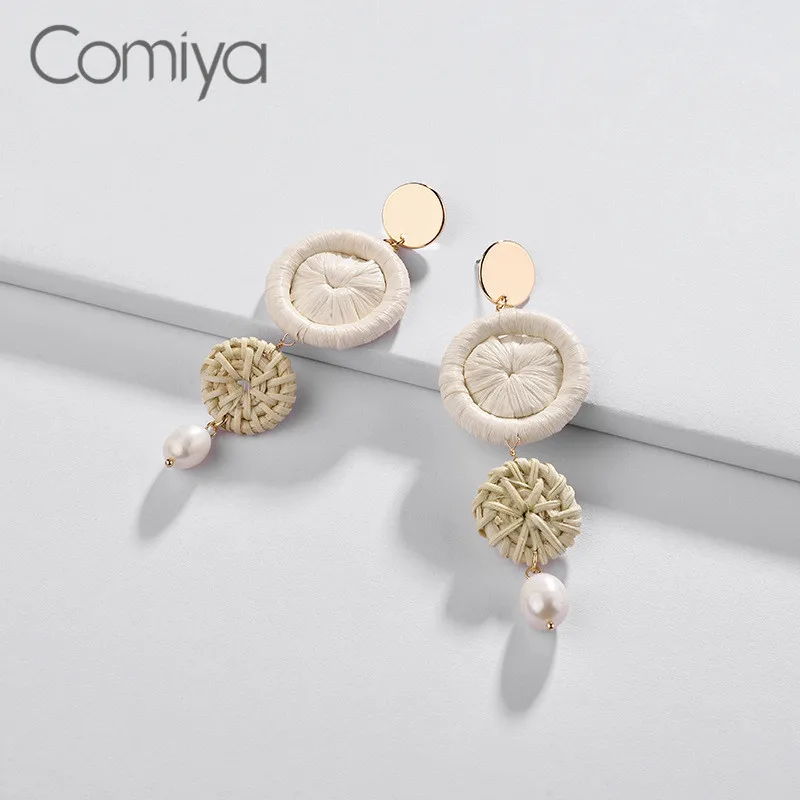 Comiya висячие серьги акриловая жемчужина подвеска круглой формы веревка подвески