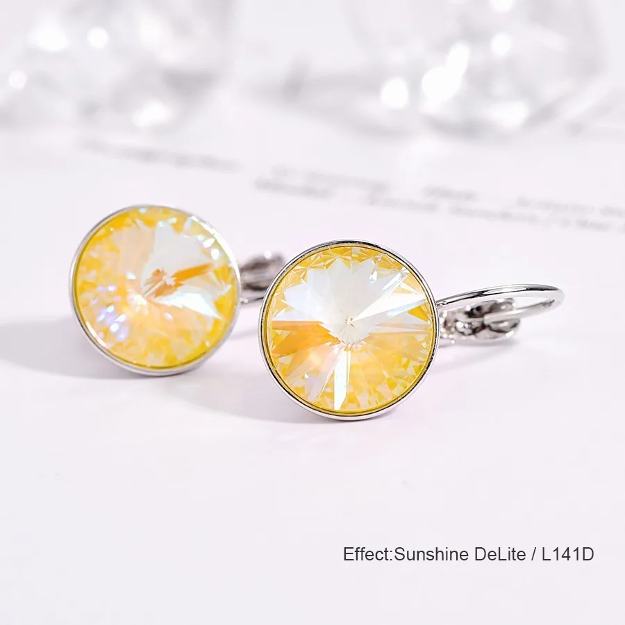 141D Висячие серьги с кристаллами Swarovski, новые модные висячие серьги, круглые женские серьги Bella, элегантные вечерние ювелирные изделия на свадьбу - Окраска металла: 141D