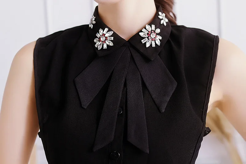 Модная белая шифоновая рубашка Hnadwork с искусственным кукольным воротником свитер