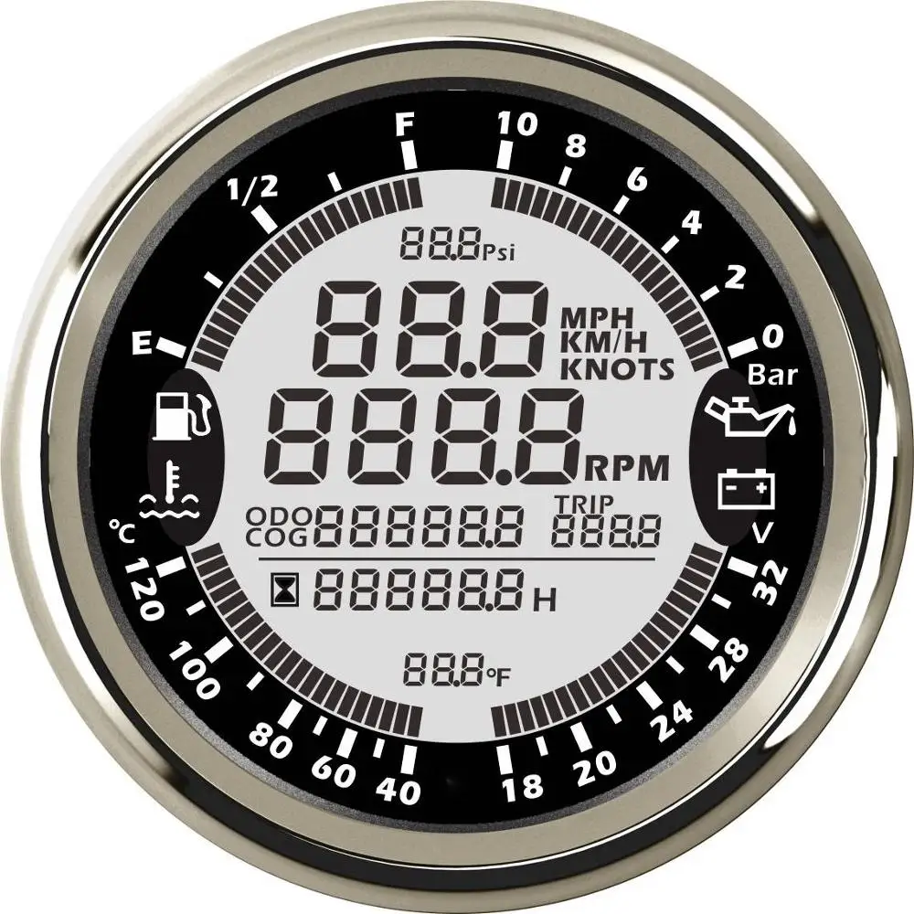 24V-BS Водонепроницаемый Универсальный 6 в 1 Многофункциональный датчик gps Спидометр Тахометр 12 В 24 В уровень топлива температура воды давление масла 0~ 10 бар - Цвет: 24V-BS