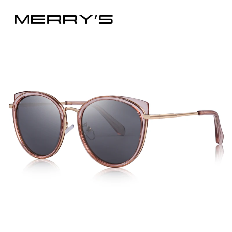 C05 Brown MERRYS, дизайнерские женские солнцезащитные очки кошачий глаз, Дамская мода, поляризационные солнцезащитные очки, металлические дужки, защита от уф400 лучей, S6227 - Цвет линз: C05 Brown