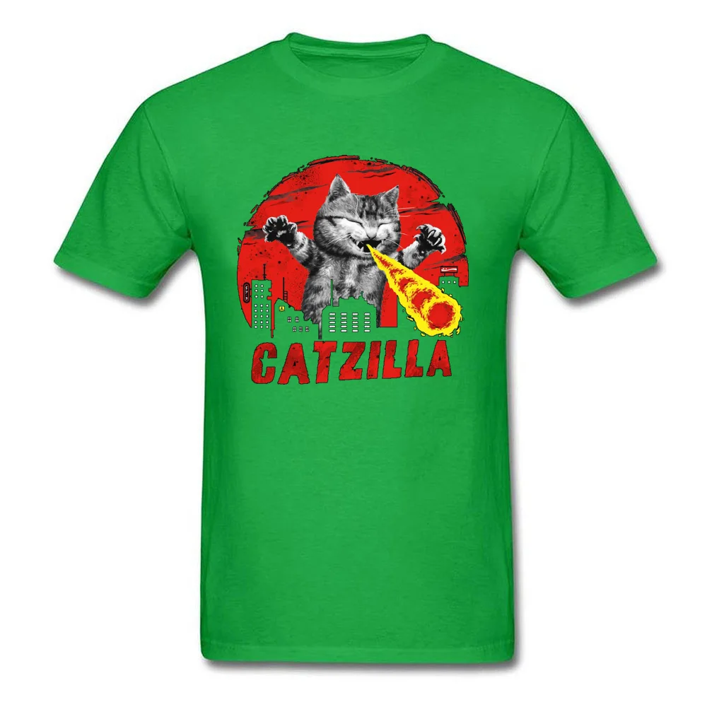 Catzilla Cat Feline пламенный Милая футболка с изображением монстра для мужчин Забавный котенок Neko комикс Новое поступление модные повседневные топы с 3D принтом Футболка