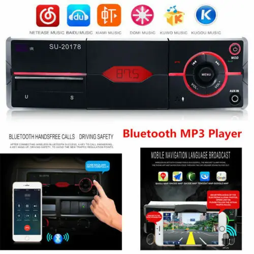 Din Car Radio AUX Audio AM FM SD Bluetooth Stereo MP3 Player Head Unit RDS USB Aux-in In-dash ISO | Электроника