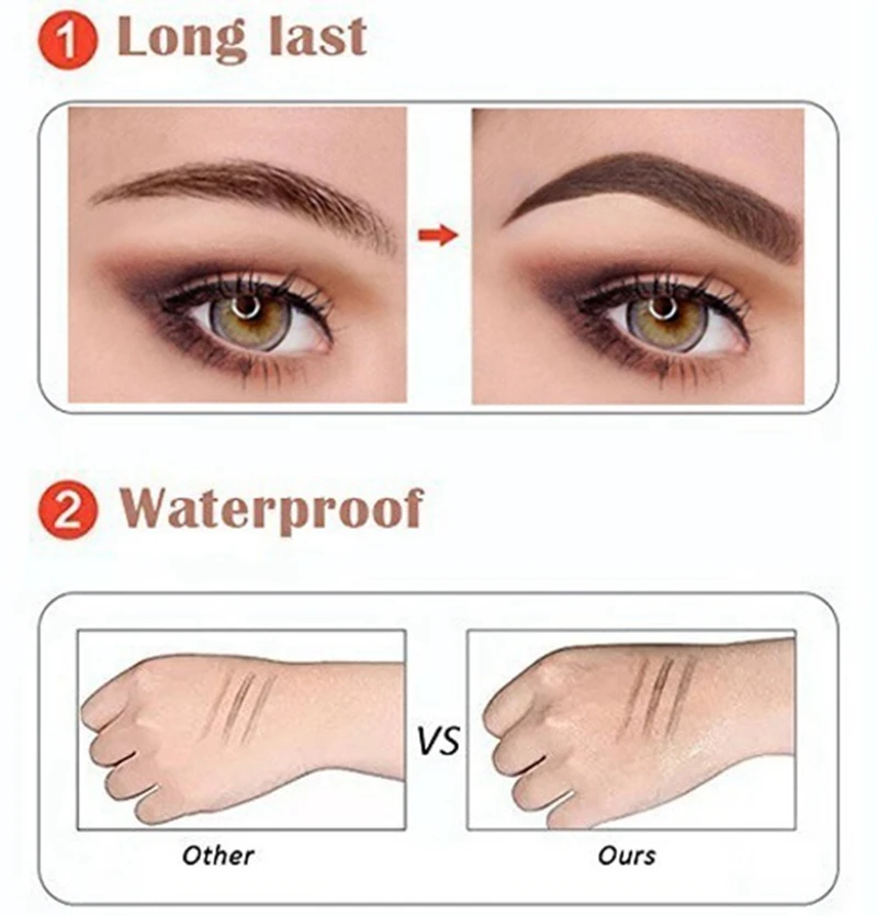 Microblading, ручка для татуировки бровей, водостойкая, 4 вилки, кончик для бровей, карандаш для татуировки, профессиональный тонкий эскиз, жидкий карандаш для бровей, оттенок