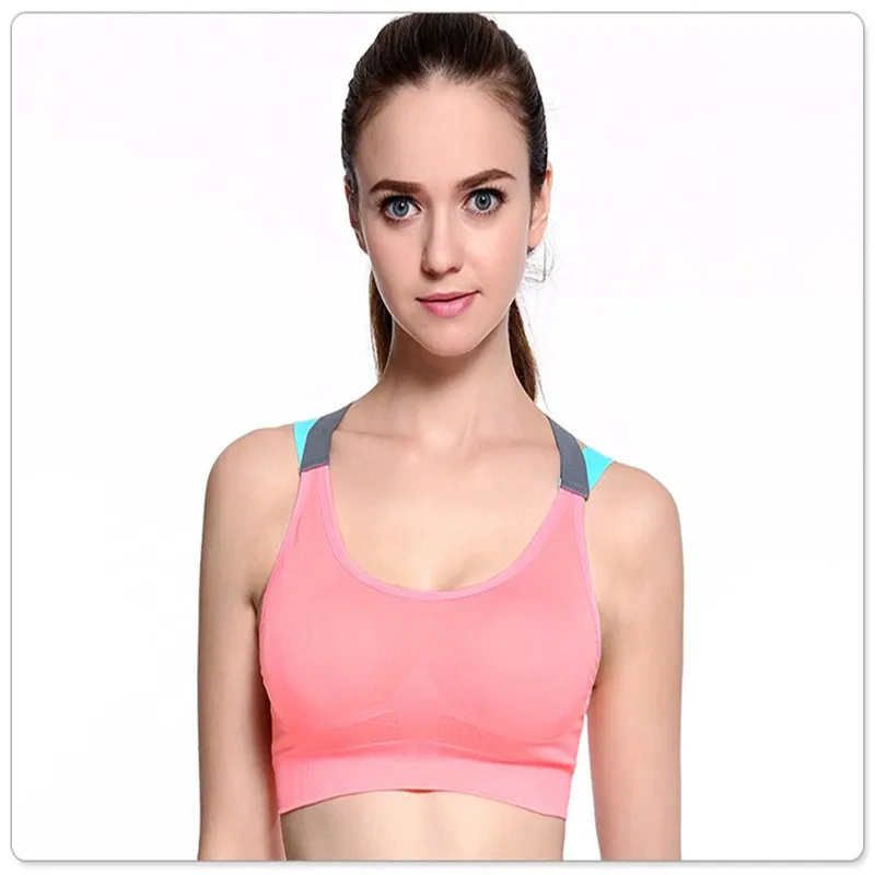 100pcs/Cross Strap Back Women Sports Bra,Professional Quick Dry Padded Shockproof Gym Fitness Running Sport Brassiere Tops