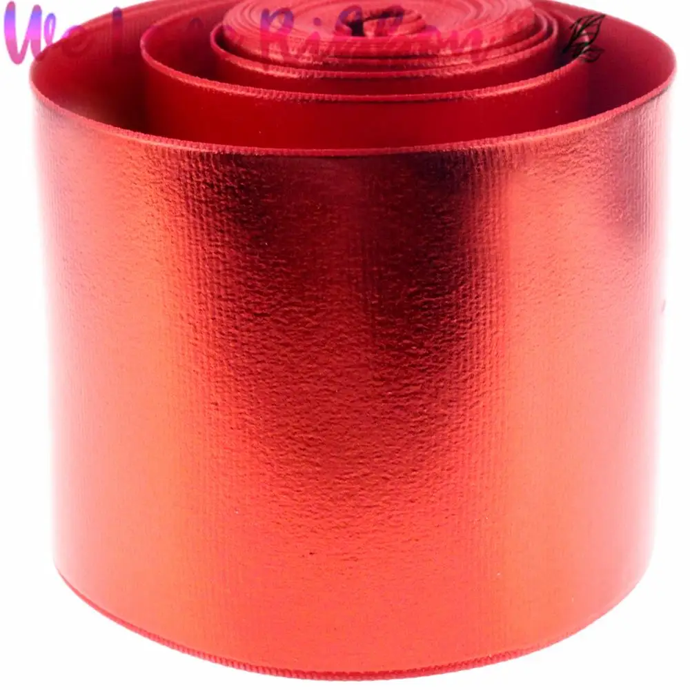 3 &quot75 мм красный сплошной цвет зеркальная Голограмма печатная Grosgrain лента DIY