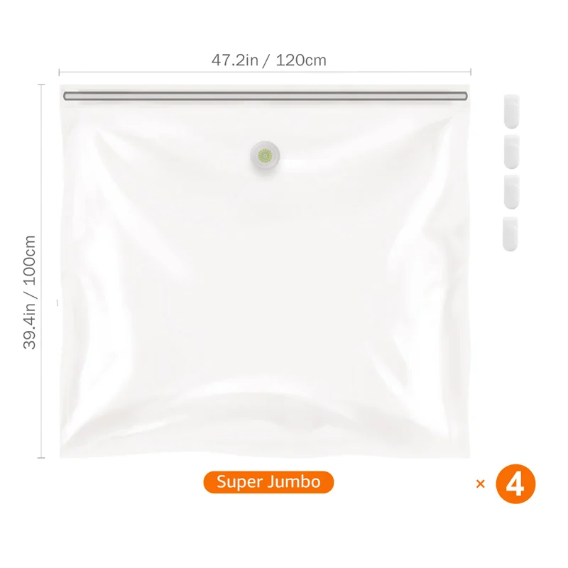 120x100CMx4PCS TAILI вакуумные пакеты для хранения без вакуума и насоса, необходимые для дома лоскутные одеяла Организации, белый - Цвет: 120x100CMx4PCS