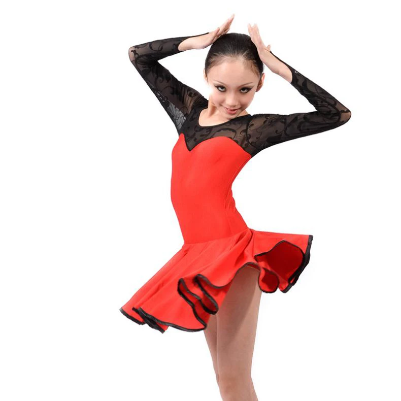 

New style latin dance costumes senior sexy lace long sleeves latin dance dress for women / girls latin dance dresses S-4XL