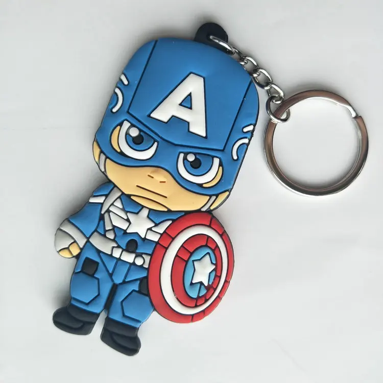 Marvel Дэдпул Бэтмен мультфильм ПВХ брелки Железный человек Капитан Америка Забавные милые подвесные брелоки porte clefs Llaveros детский подарок