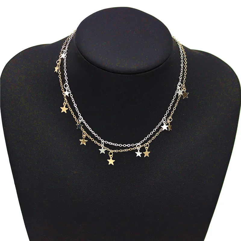 LUSION Boho женский чокер золотая, Серебряная цепочка чокер со звездой подвеска с деревянной вставкой Kolye Bijoux Collares Mujer Collier Femme подарок