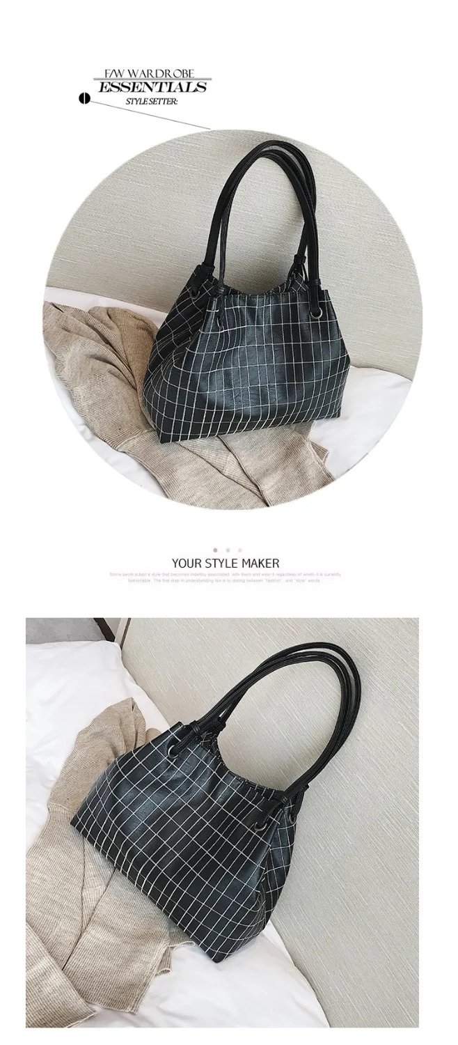 2018 women new single shoulder bag fashion stitch Plaid Bucket Bag Handbag simple all-match bags for | Багаж и сумки