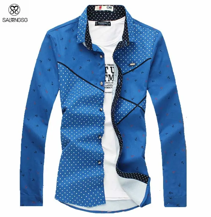 Лоскутное большой размер теплый мужчины рубашка м ~ 5XL 2014 новый 4 цвет BigCasual бренд