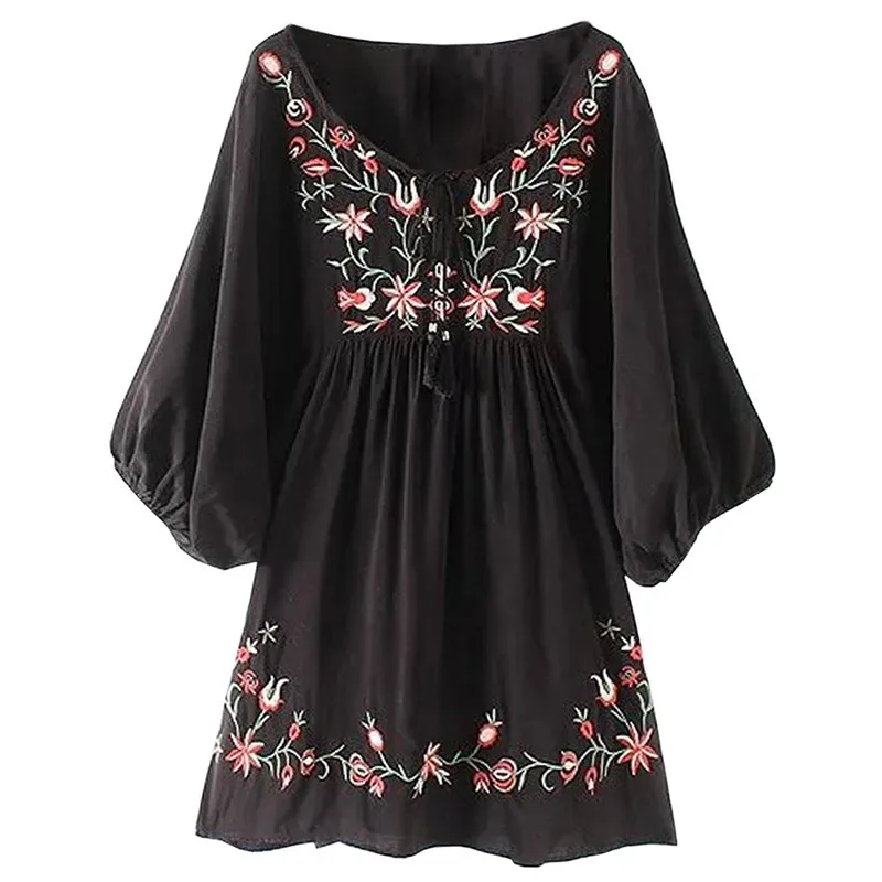 Женское платье с цветочной вышивкой JAYCOSIN свободное Повседневное v-образным