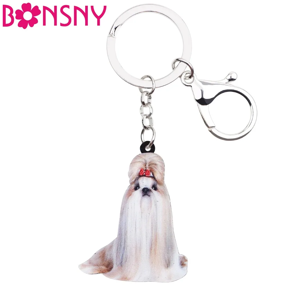 Bonsny акриловые Мультяшные китайские Shih Tzu собачьи брелки новинка ювелирные