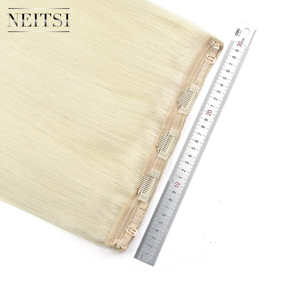 Прямые волосы Neitsi Halo, 20 дюймов, 100 г, Remy, двойные волосы, невидимая проволока, человеческие волосы для наращивания на заколках