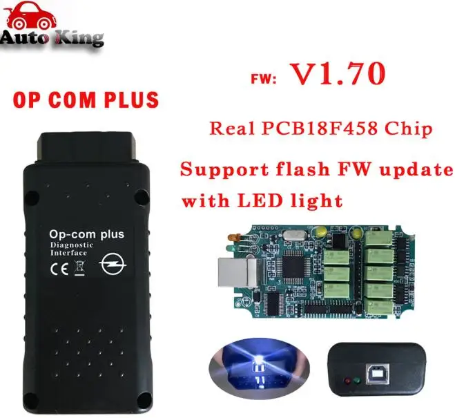 Лучший с чипом PIC18F458! Диагностический Интерфейс opcom сканер can obd2 для opel V1.70 op com plus can bus интерфейс - Цвет: opcom plus