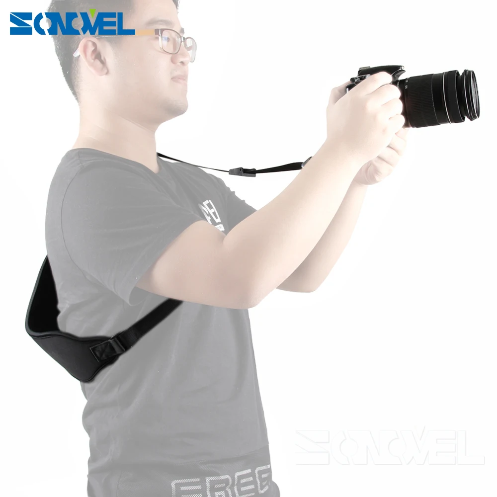 Ремень для фотоаппарата быстросъемный черный ремешок на одно плечо с пластиной F2