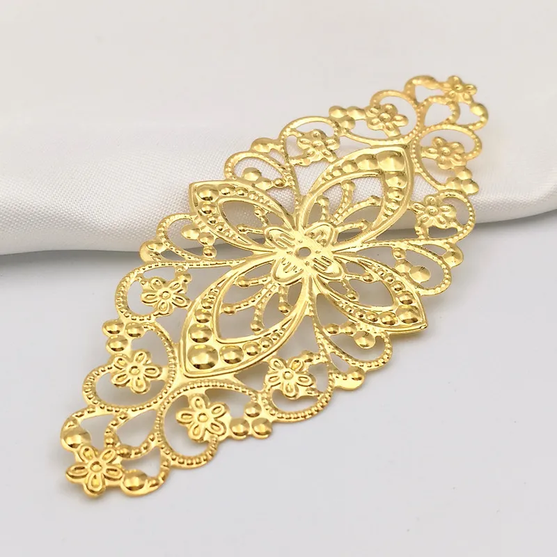 10 PCS Gold color/White K/Antique bronze Metal Filigree Flowers Slice Charms filigree findings diy accessories jewelery assembly | Украшения
