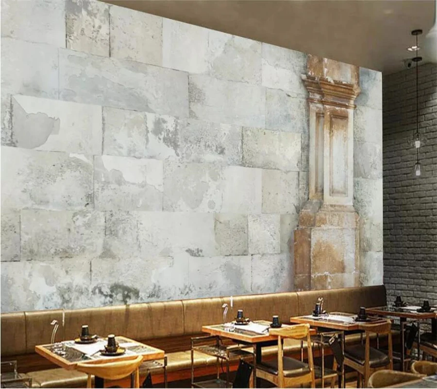 beibehang Custom wallpaper 3d mural European retro cement wall Roman column tooling TV background paper 3D papel de parede | Обустройство