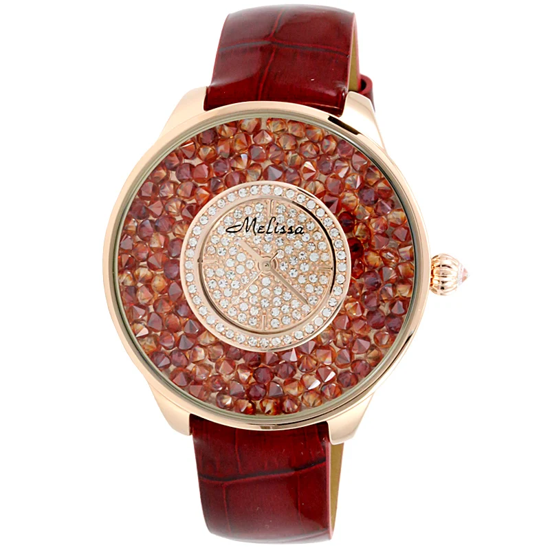 

Melissa Women Brand Jewelry Watches Luxury Full Crystals Watch Starry Starry Night Stars Wrist watch Quartz Big Leather Montre