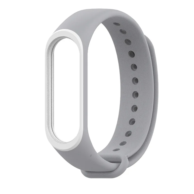 gray white Ремешок mi Band 4 3 силиконовый ремешок на запястье для Xiaomi mi Band 3 4 аксессуары браслет mi band 3 4 сменные двухцветные ремни - Цвет: gray white