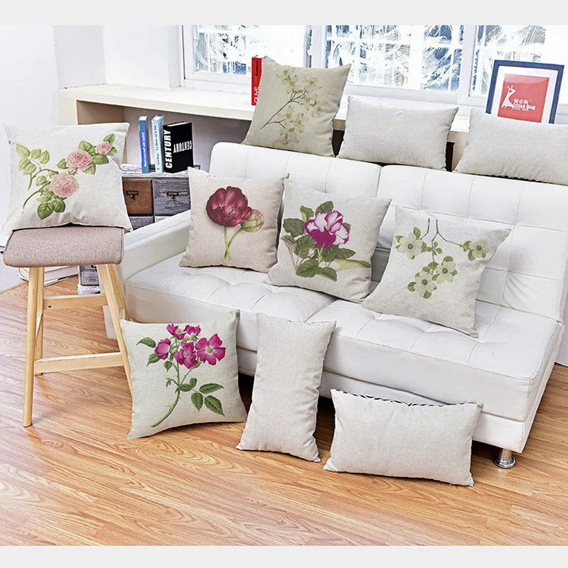 Современная простая хлопковая и льняная наволочка маленькие свежие цветочные