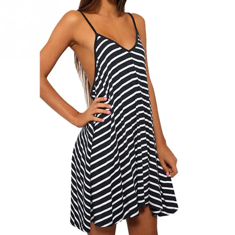 Сексуальное женское платье без рукавов с глубоким v-образным вырезом летние