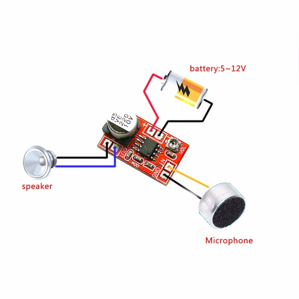 DC 5 V-12 V микро электретный усилитель микрофон конденсаторный мини-микрофон Плата усилителя