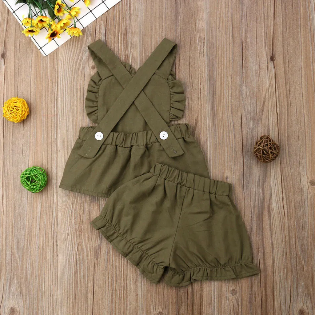 Комплекты одежды для маленьких девочек летняя хлопковая майка без рукавов с