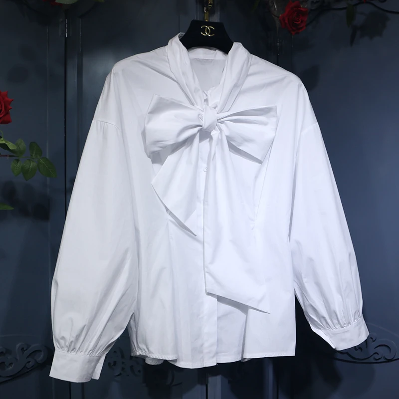 Han Fan небольшой свежий шнуровкой большой бантик Фонари рукавами с длинными и дна