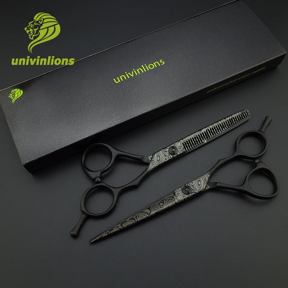 6" black damascus style haircut shears hairdressing scissors professional japan hair scissors high quality pro hair clipper kids images - 6