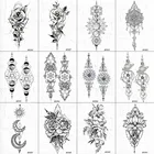 VANKIRS черные браслеты, татуировки Вселенной, временные розы, женские татуировки на руку, наклейки для девочек, геометрия, хна, цветок, цепочка