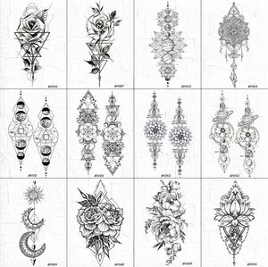 VANKIRS черные браслеты, татуировки Вселенной, временные розы, женские татуировки на руку, наклейки для девочек, геометрия, хна, цветок, цепочка