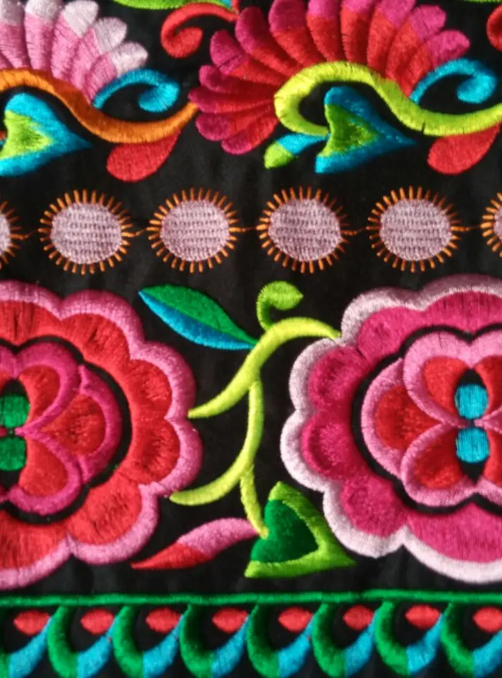 miao floral stitch fabric embroidery patch garment bag home textile applique trim ethnic nepal tribal india boho gypsy hmong DIY | Дом и сад