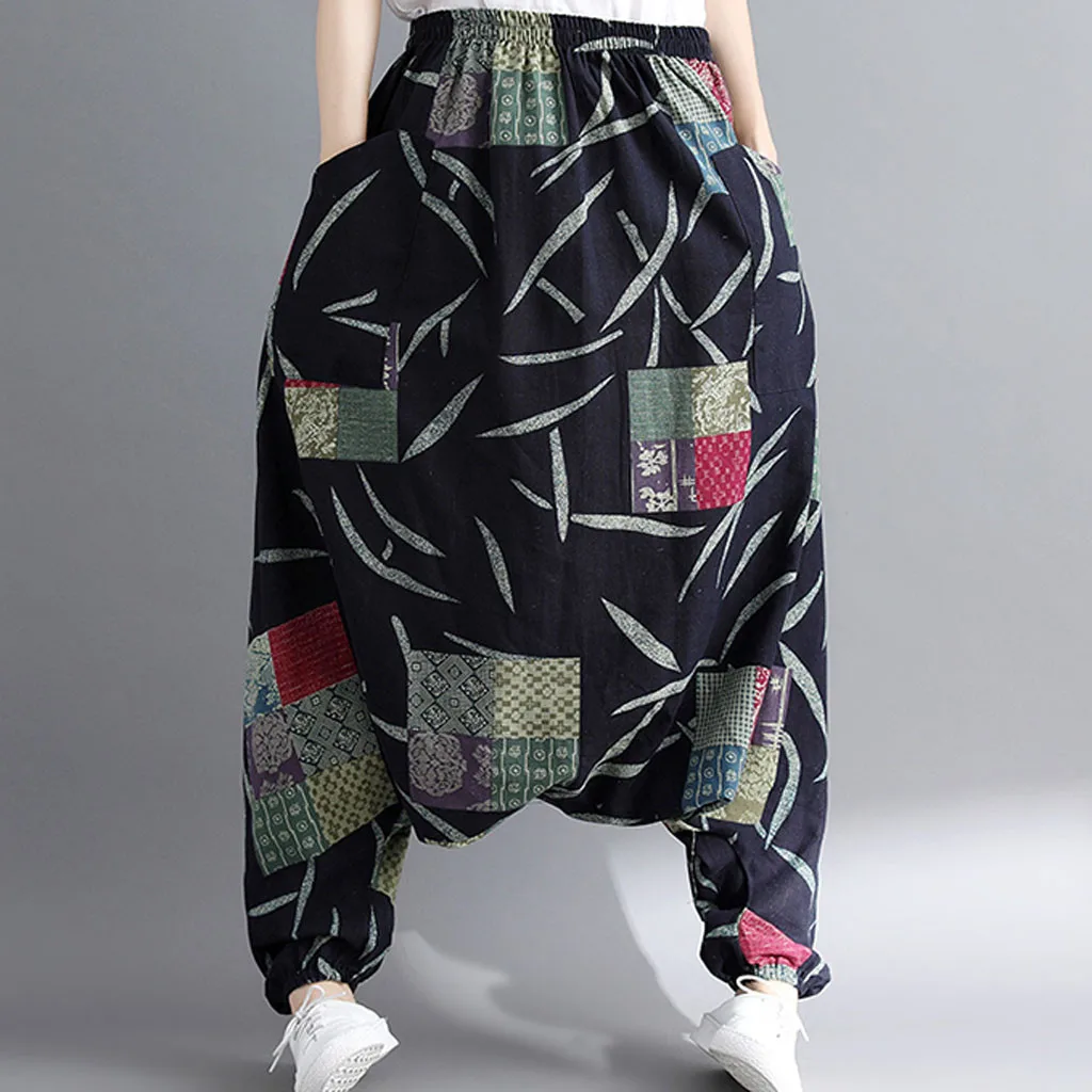 Womail, женские брюки, летняя мода, Boho, хиппи, для девушек, с принтом, свободные штаны, мешковатые брюки, высокая талия, длинные штаны, пляжные,, M531