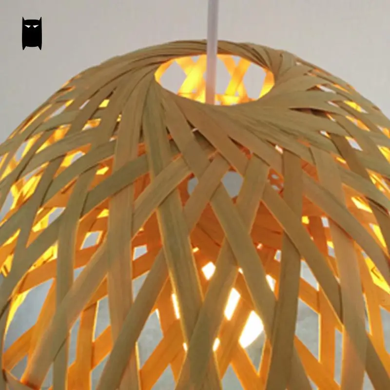 Круглая плетеная из натурального кофе и бамбука подвеска в виде корзины ротанга