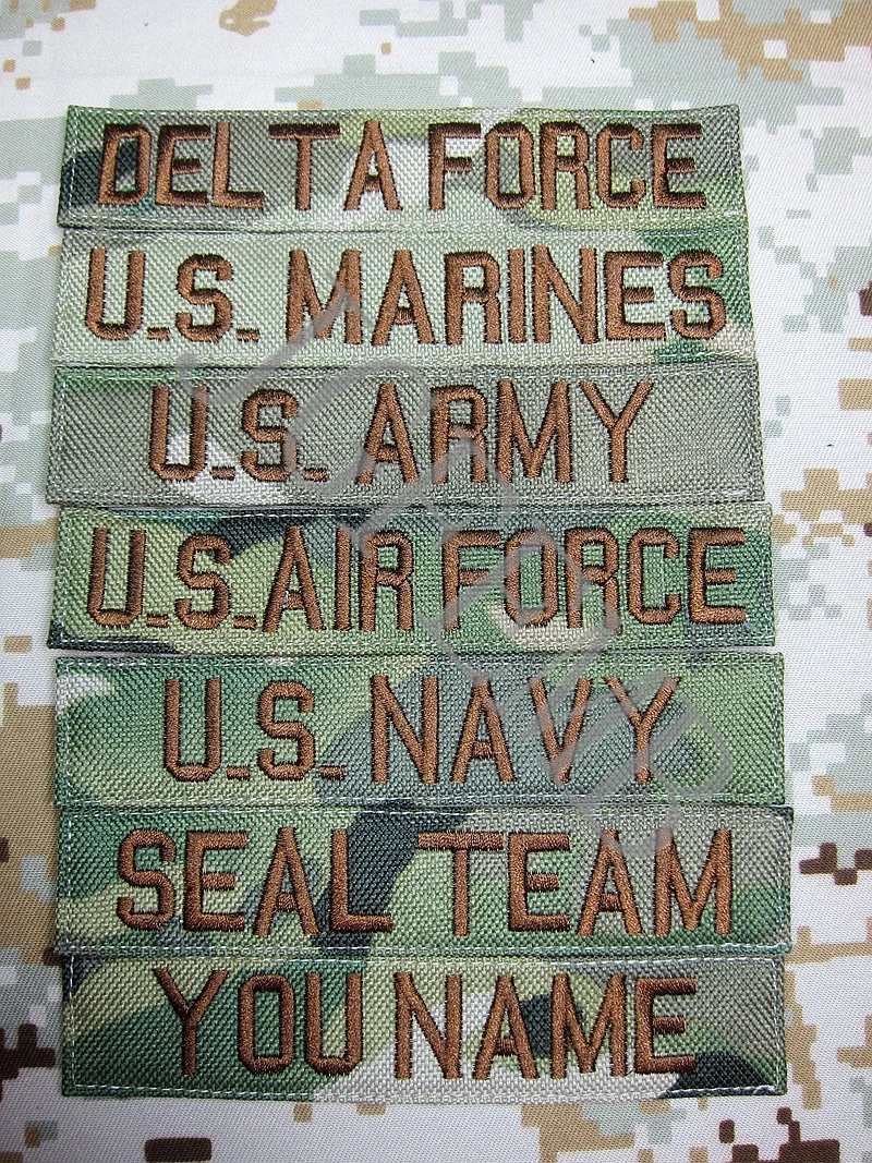 

Tan Letter Nylon Multicam Custom Name Tapes Chest Services Morale Tactical Military Embroidery Patch Badges
